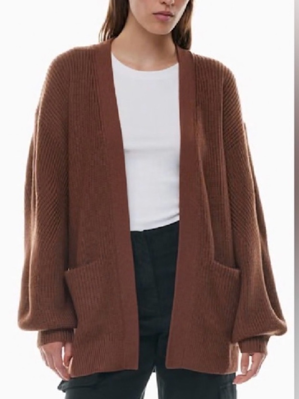 Wilfred Free Unwind Womens Rustical Brown Merino Wool Cardigan Sweater XS